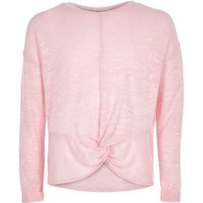 Girls pink knot front top